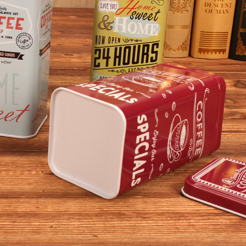 MINI PORTABLE RETRO COFFEE TIN CANS SQUARE SMALL TIN BOX