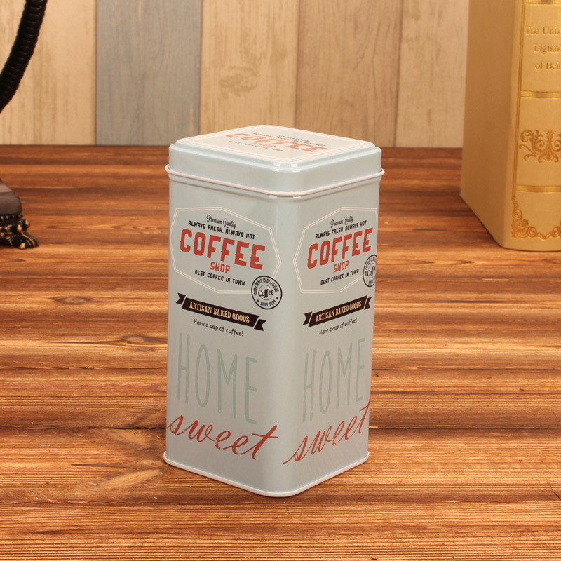 MINI PORTABLE RETRO COFFEE TIN CANS SQUARE SMALL TIN BOX