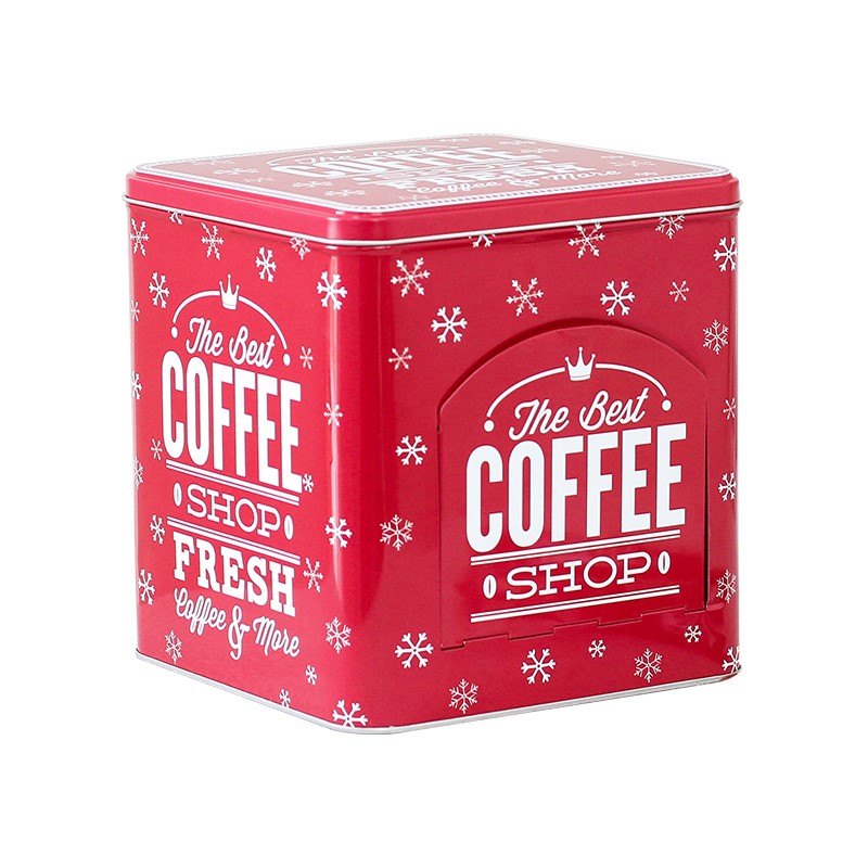 LARGE SQUARE COFFEE CANDY SNACKS TIN BOX