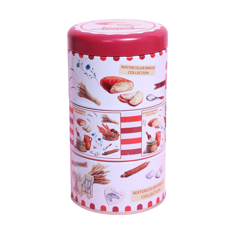 Airtight three Layers Tea Tin Box Candy Cookie Stackable Tin Cans