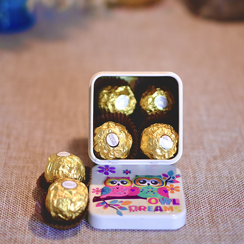 CANDY TIN BOX CHOCOLATE SQUARE METAL TIN CANS WEDDING GIFT METAL BOX