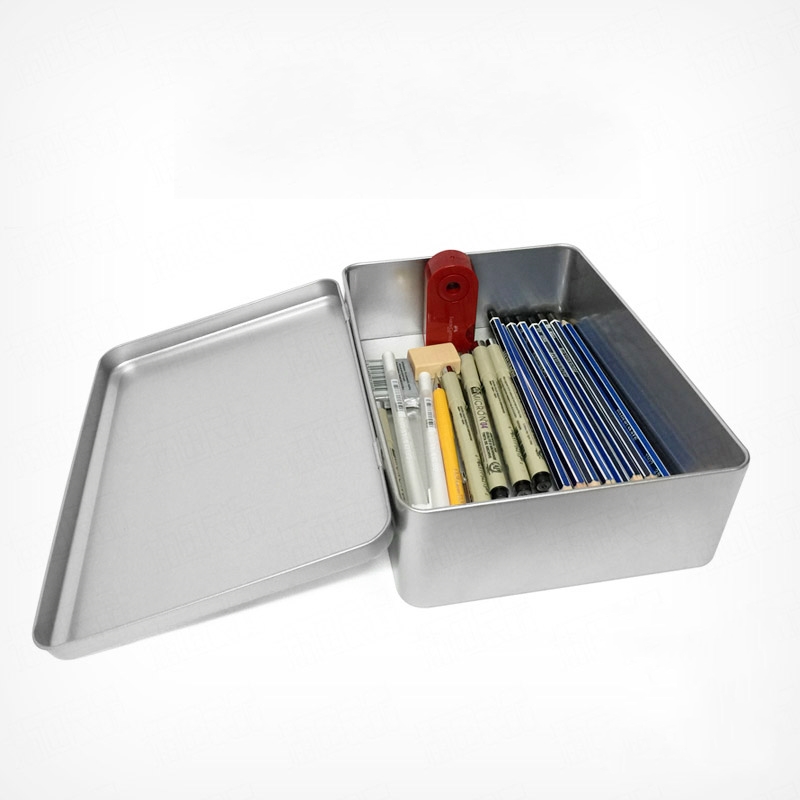 TIN PENCIL BOX POSTCARD CARD LARGE RECTANGULAR PENCIL BOX