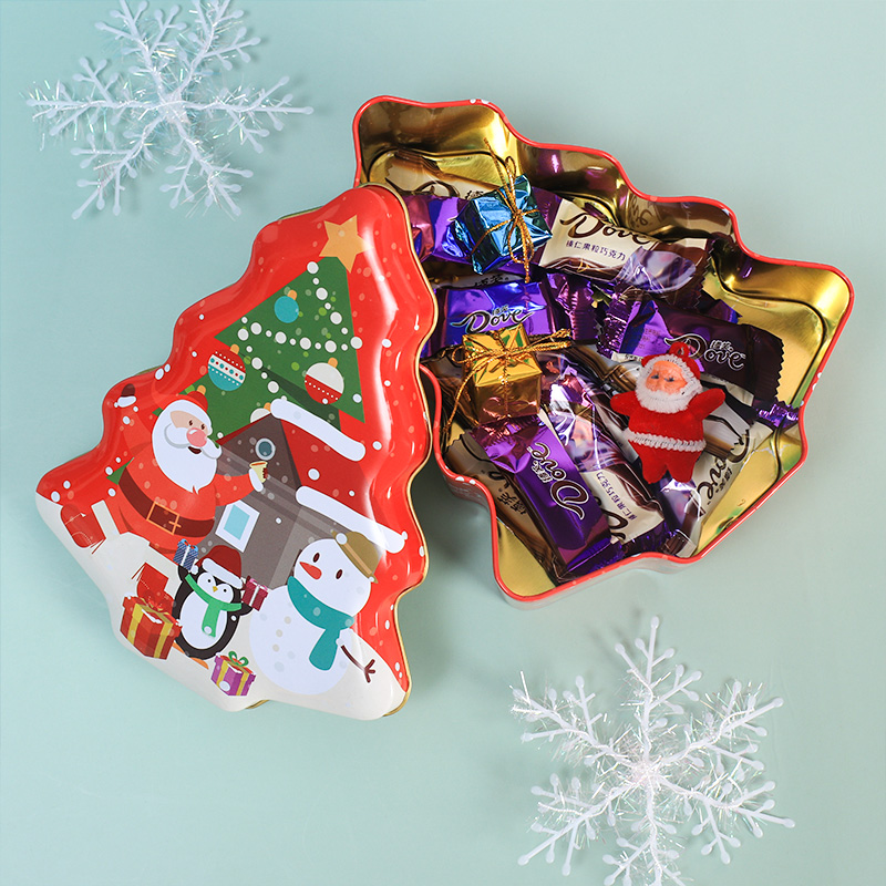 CHRISTMAS TREE METAL BOX CANDY TIN BOX