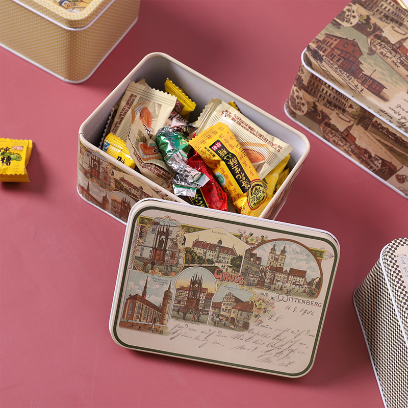 RECTANGULAR TIN BOX RUBBER BAND HAIR CLIP MINI SMALL CANDY TIN BOX