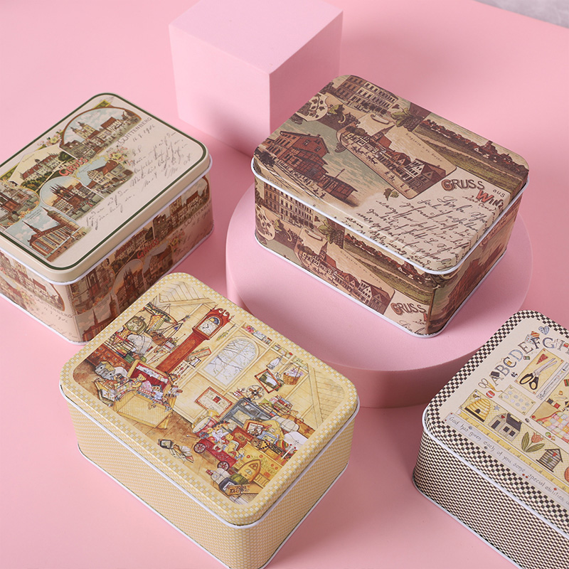 RECTANGULAR TIN BOX RUBBER BAND HAIR CLIP MINI SMALL CANDY TIN BOX