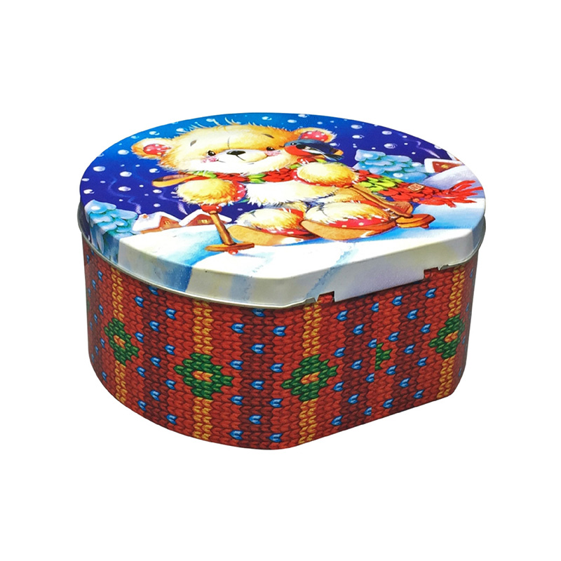 Classic semi-round shaped tin box with handle
