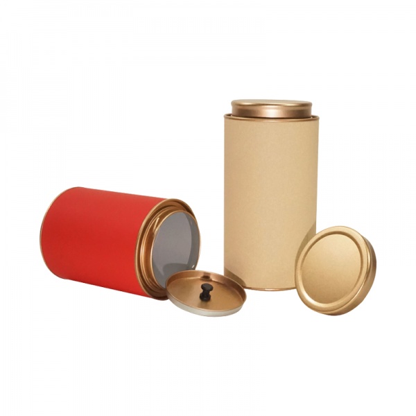 Food Grade Airtight Double-Lid Cylindrical Tea Tin for Tea Storage