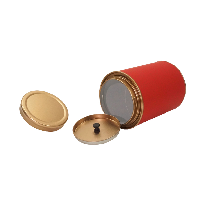 Food Grade Airtight Double-Lid Cylindrical Tea Tin for Tea Storage
