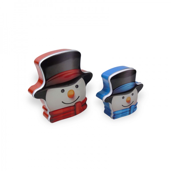 Assorted Snowman Shaped Christmas Metal Tins , Food Safe Storage for Holiday Cookies, Candy & Christmas Gifts