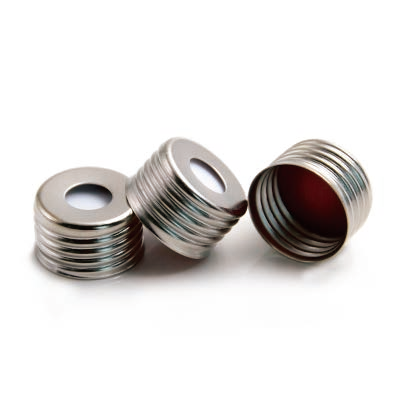 WP-SACA002-II， 红色特氟龙/白色硅胶隔垫 17.5X1.3mm， 18mm银色磁性金属盖 中心孔8mm 100/盒