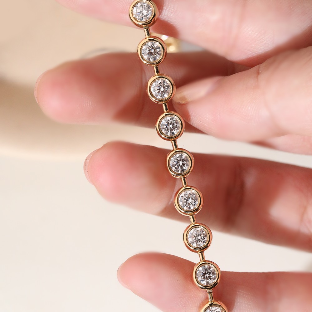 5.0ct 白色圆钻18K金泡泡款排钻手链