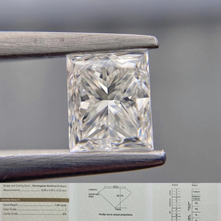 1ct 公主切裸钻实验室培育钻石