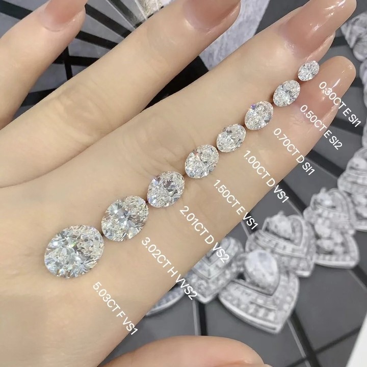 1ct 椭圆裸钻实验室培育钻石