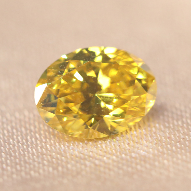 2ct Oval Cut Yellow CVD/HPHT Loose Diamond Man-made