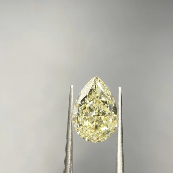 4ct Pear Cut Yellow CVD/HPHT Synthetic Lab Loose Diamond