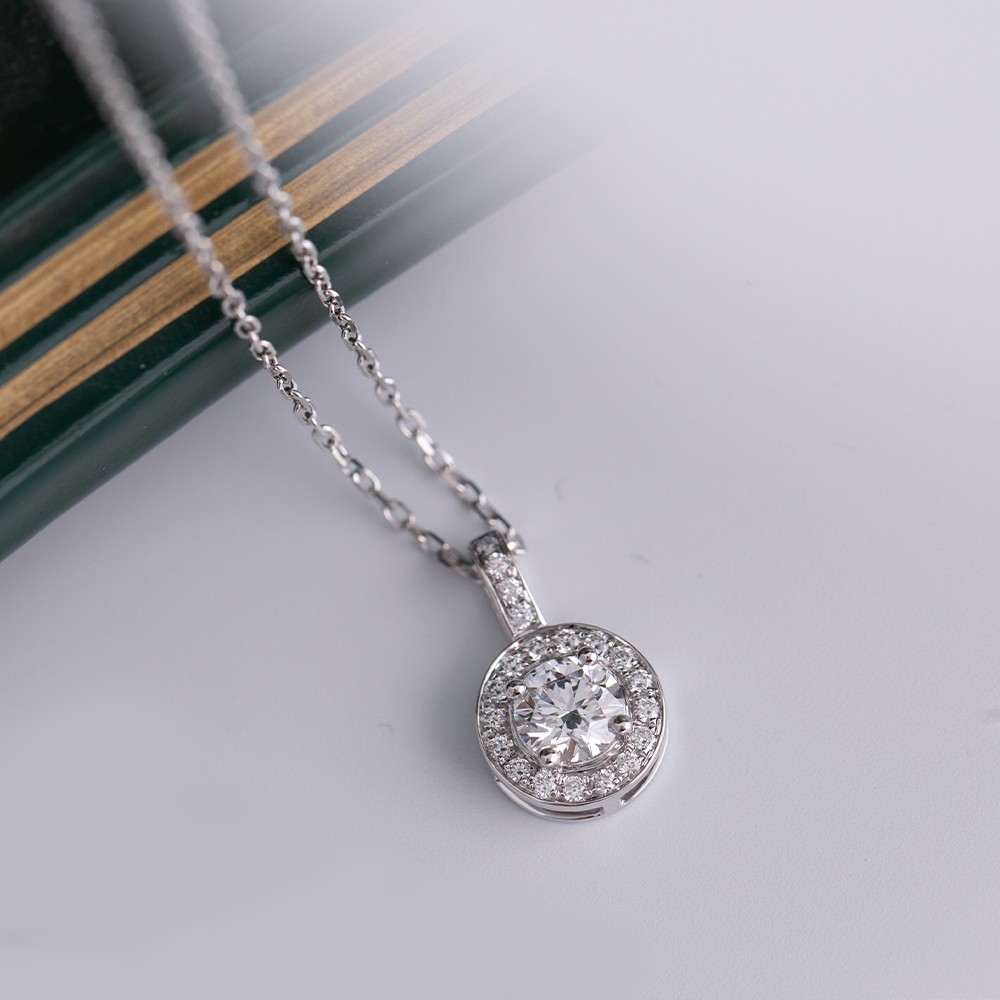 1.0ct white round diamond 18K gold diamond necklace