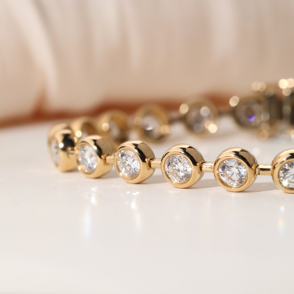 5.0ct White Round Diamond 18K Gold Bubble Diamond Bracelet
