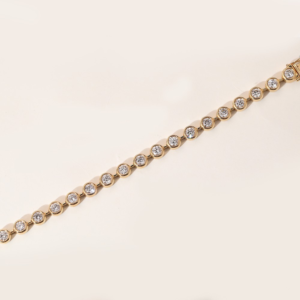 5.0ct White Round Diamond 18K Gold Bubble Diamond Bracelet