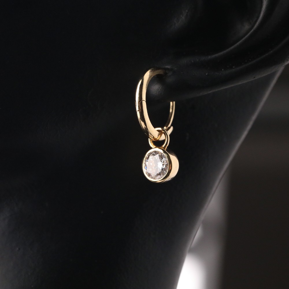 0.55ct White Round Diamond 18K Gold Bubble Design Diamond Earrings