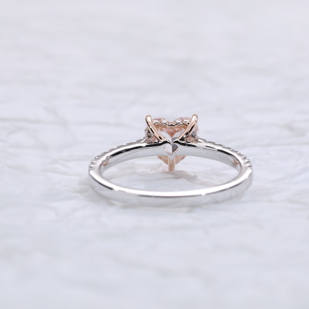 1.032ct pink heart-shaped main diamond classic ring arm inlaid with diamonds Diamond ring