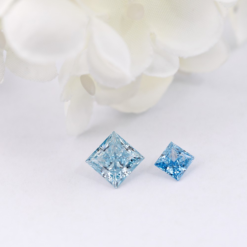 Wide range of parameters Large inventory Princess cut Loose diamonds CVD blue diamonds