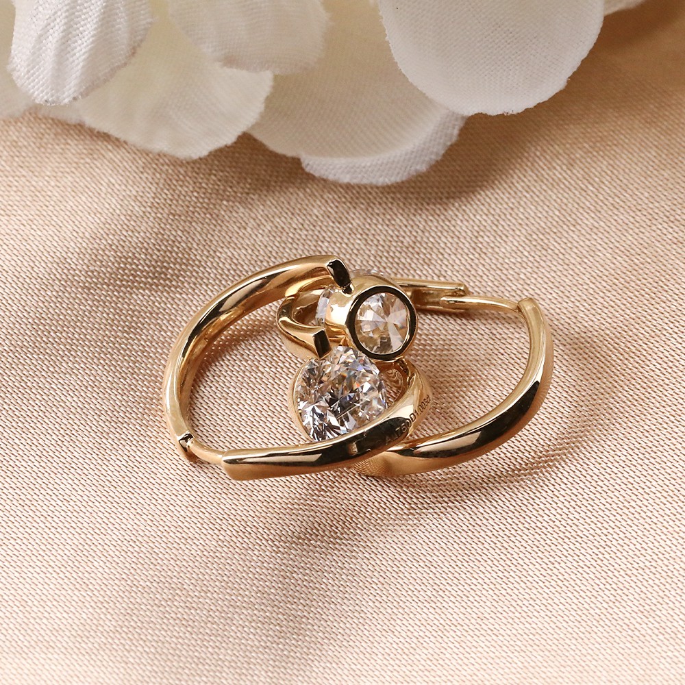 1.0ct White Round Diamond 18K Gold Designer Diamond Earrings