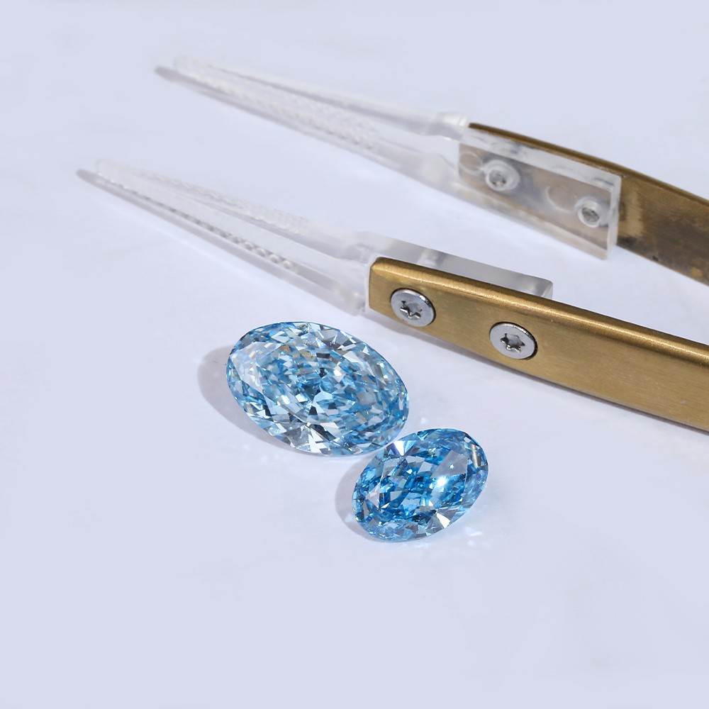 Wide range of parameters Multiple stocks Oval Loose diamonds CVD blue diamonds
