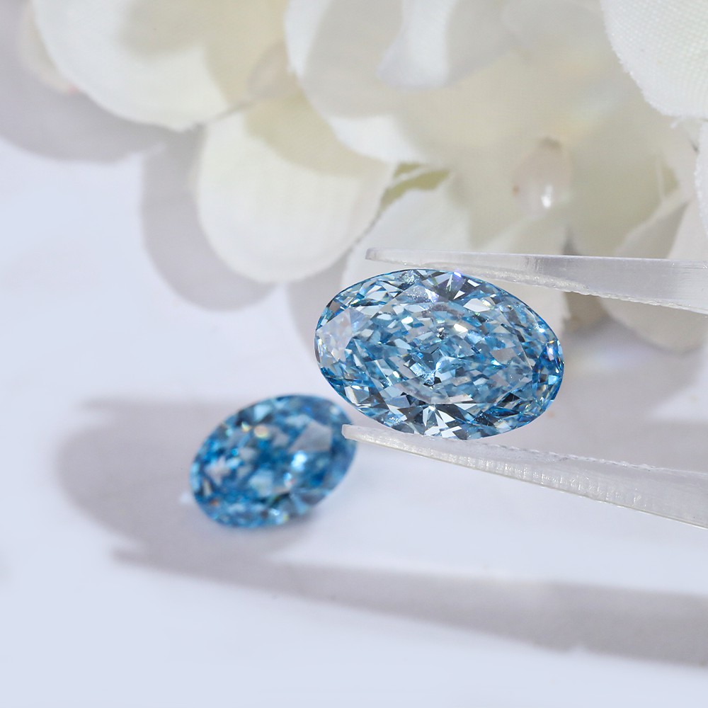 Wide range of parameters Multiple stocks Oval Loose diamonds CVD blue diamonds