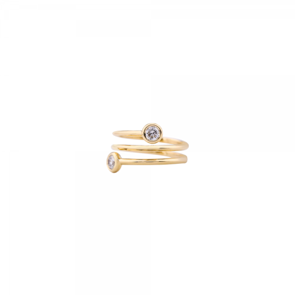0.42ct White Round Diamond 18K Gold Double Bubble Diamond Ring