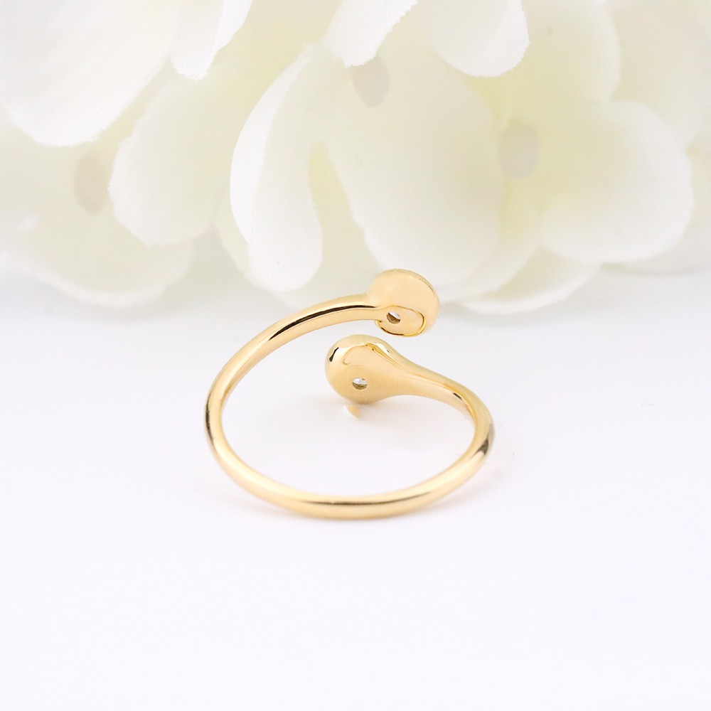 0.42ct white round main diamond 18K gold single circle bubble diamond ring