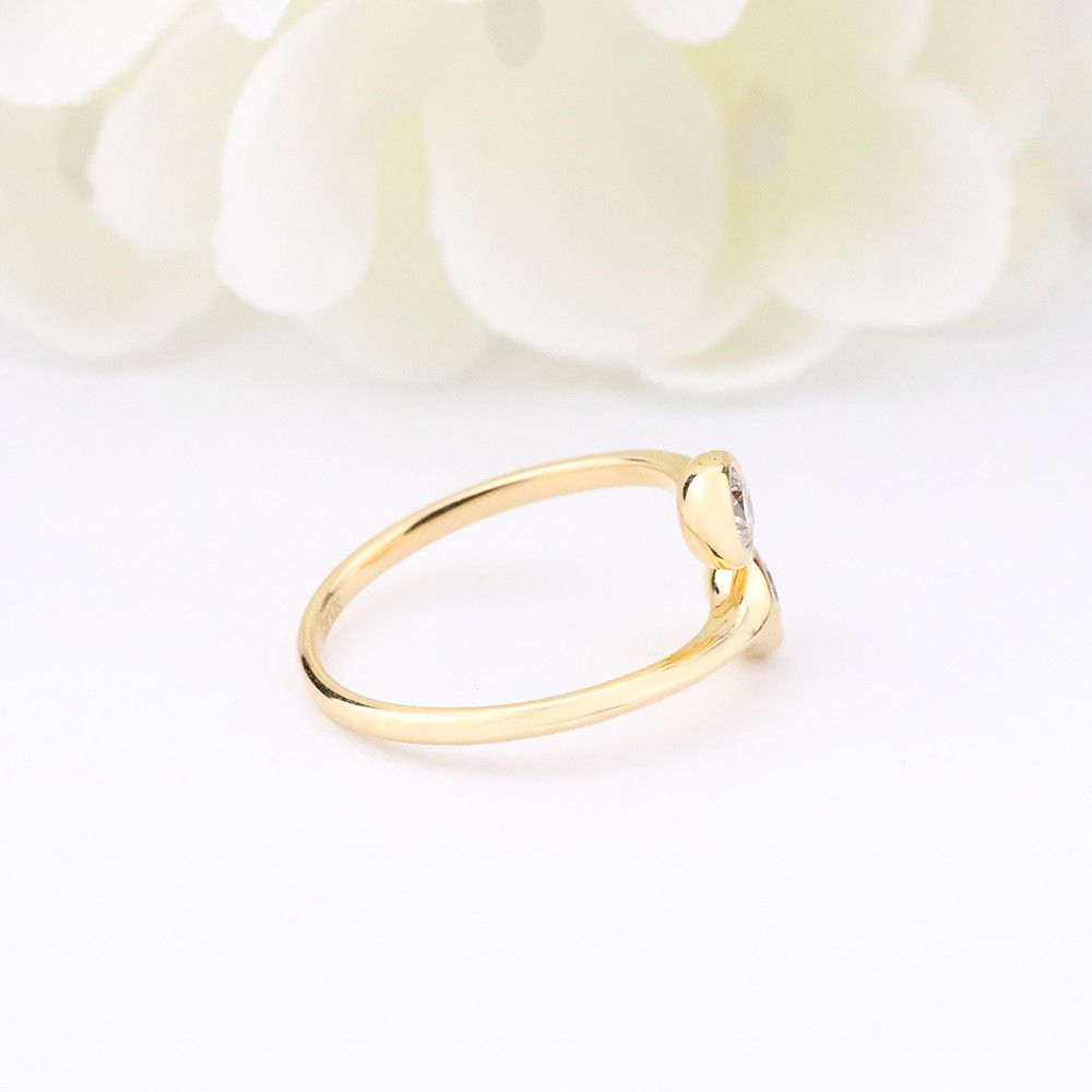 0.42ct white round main diamond 18K gold single circle bubble diamond ring