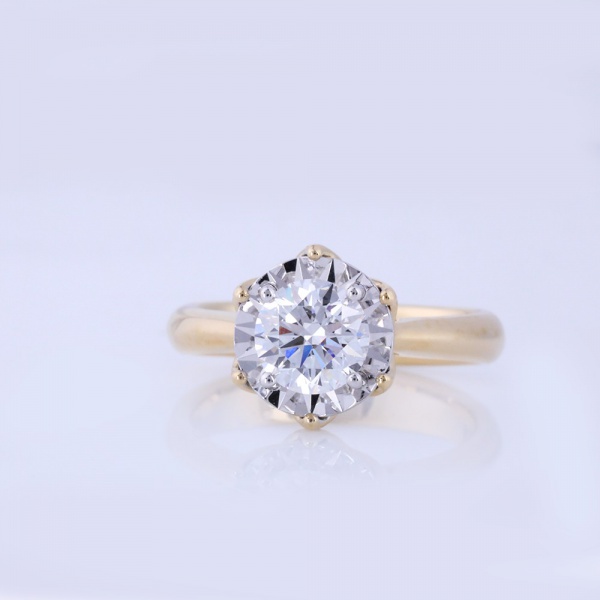 1.0ct white round main diamond 18K gold bouquet diamond ring
