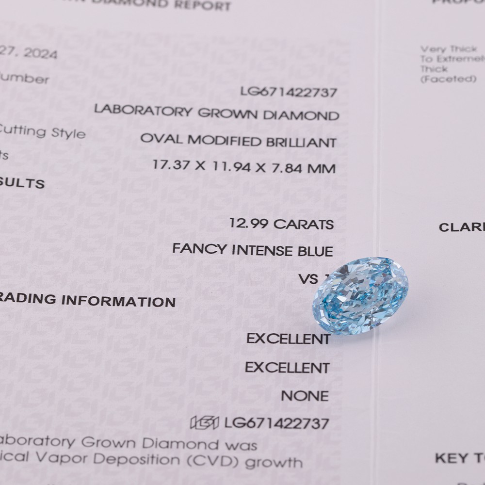 12.99ct large carat blue oval IGI certificate loose diamond