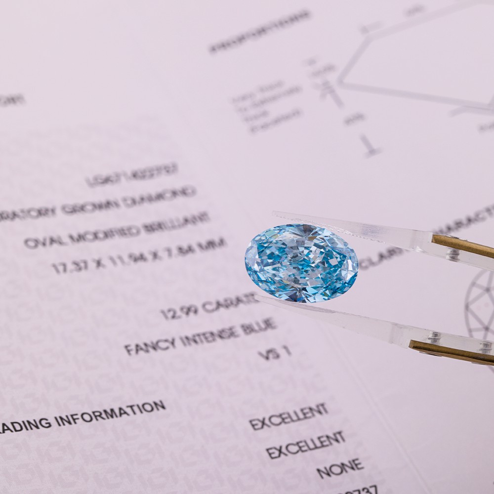 12.99ct large carat blue oval IGI certificate loose diamond