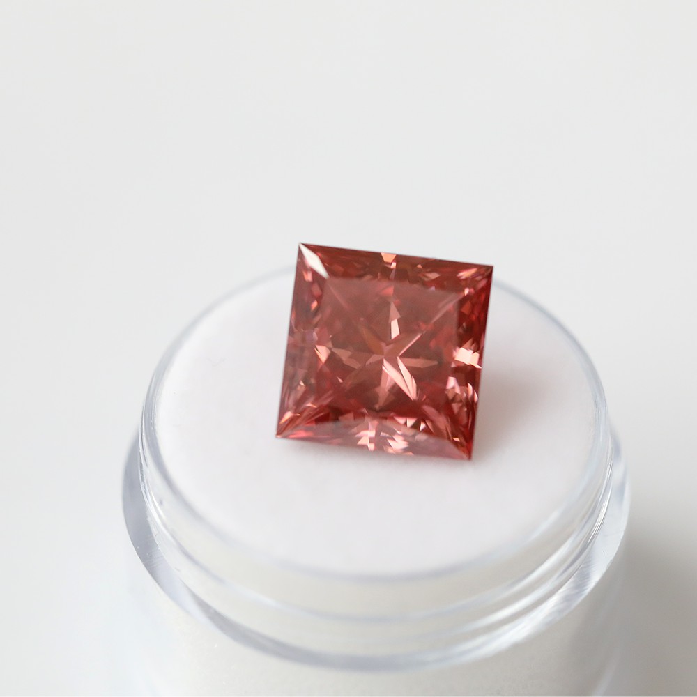 8.55ct Fancy Deep Reddish Orange Princess Cut CVD Diamond