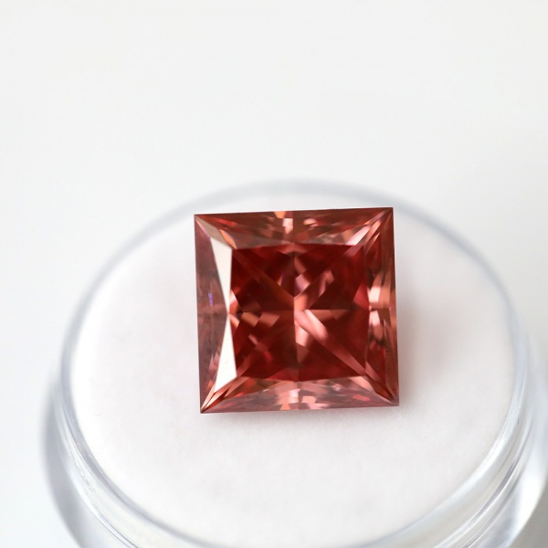 8.55ct Fancy Deep Reddish Orange Princess Cut CVD Diamond