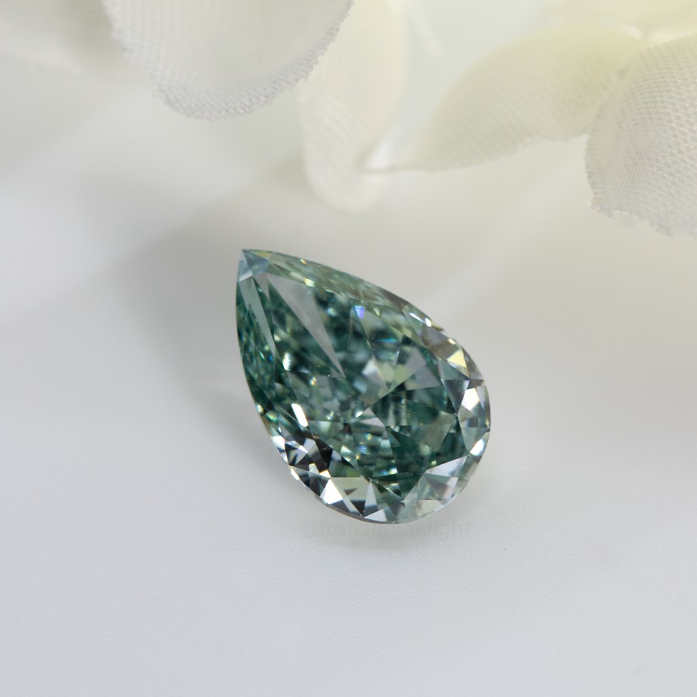 4.0ct Fancy Intense Greyish Green Pear-shaped CVD Diamond