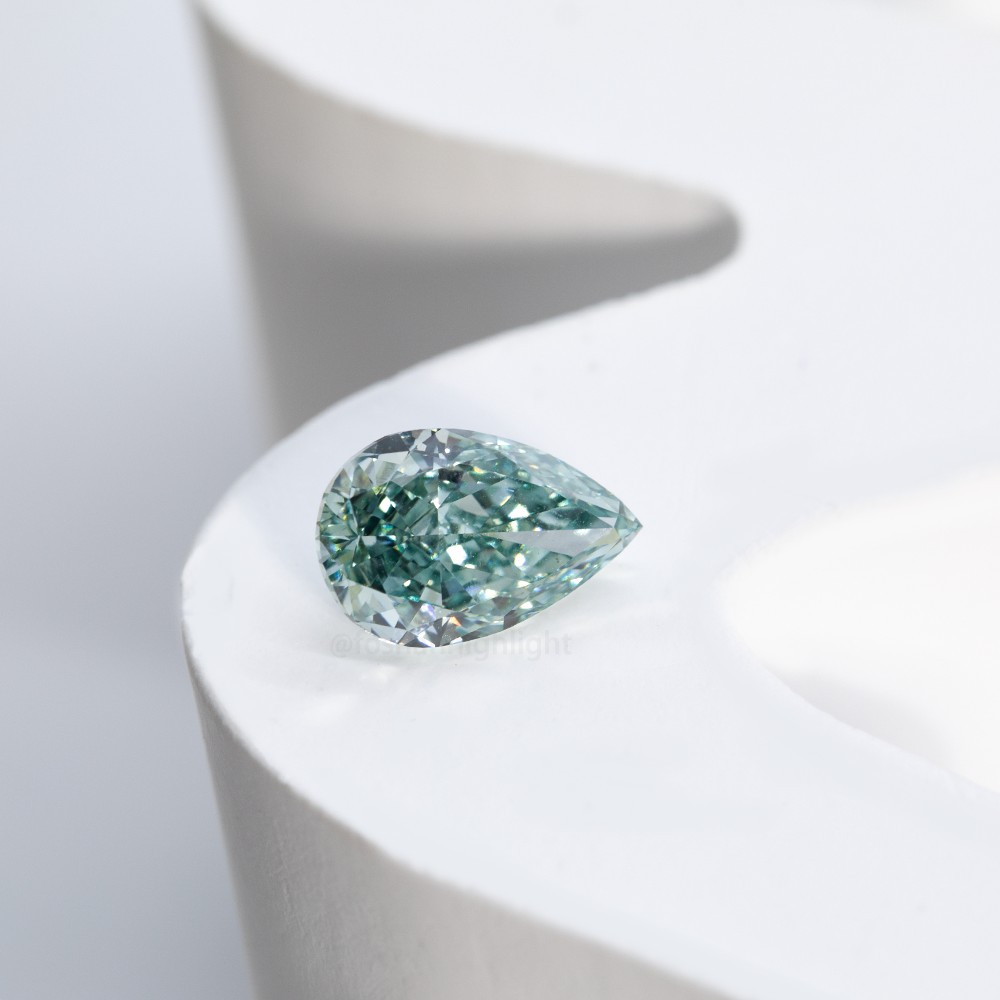 4.0ct Fancy Intense Greyish Green Pear-shaped CVD Diamond