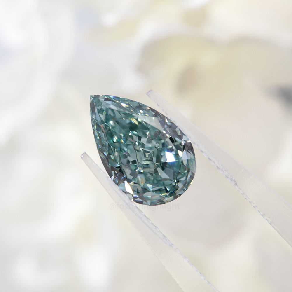 4.0ct Fancy Intense Greyish Green Pear-shaped CVD Diamond