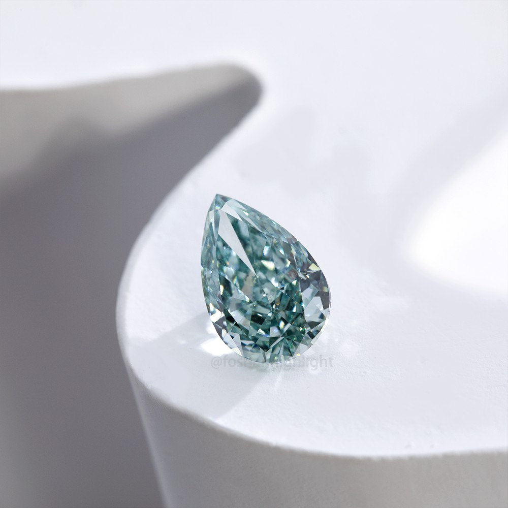 4.0ct Fancy Intense Greyish Green Pear-shaped CVD Diamond