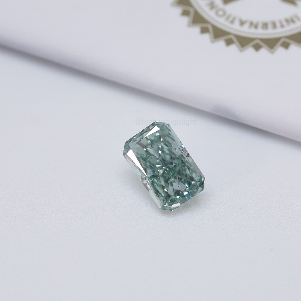3.23ct Fancy Intense Greyish Green Radiant Cut CVD Diamond