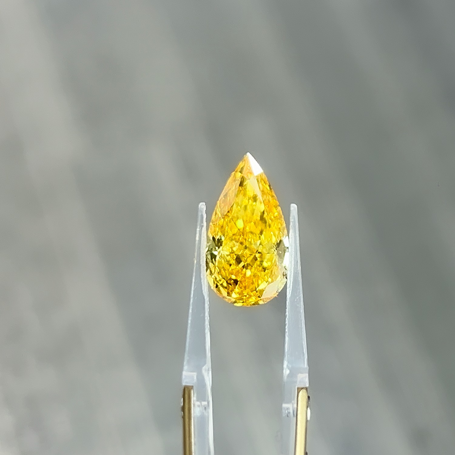 11.26ct Large Carat Fancy Vivid Yellow Pear Shape CVD Diamond