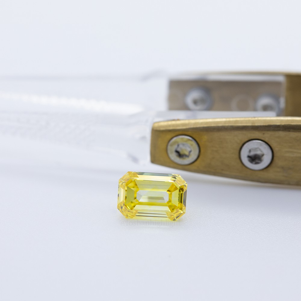 1.28ct Fancy Intense Yellow Emerald-shaped CVD Diamond
