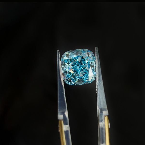 10.57ct Large Blue Cushion Shape CVD Diamond