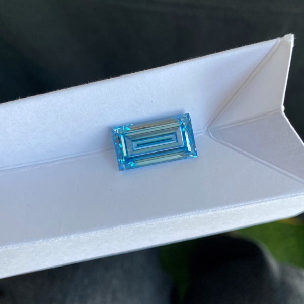 Large Carat Baguette Cut Fancy Blue Diamond