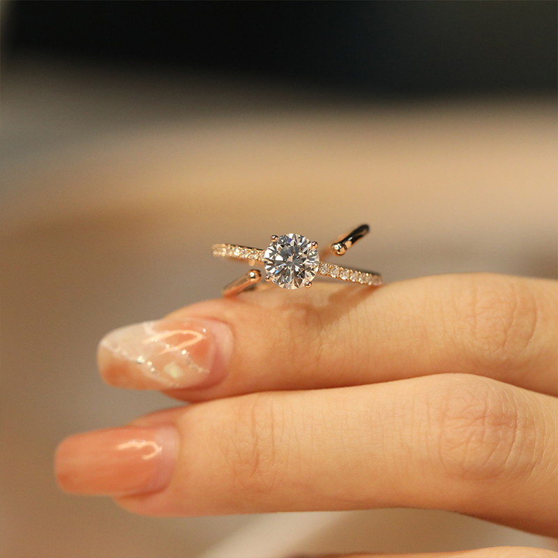 Compromiso boda pareja anillo 18K oro laboratorio cultivado diamante joyería