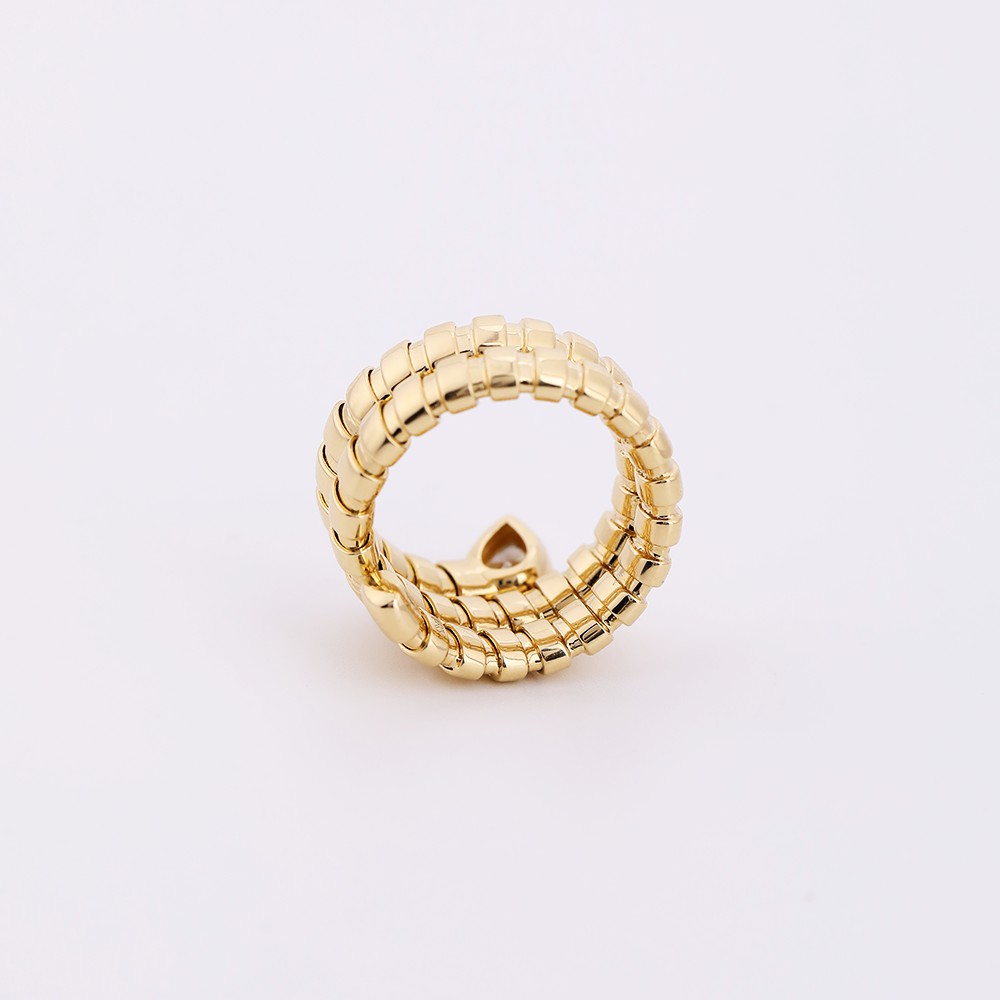 Anillo de oro de 18 quilates con forma de hueso de serpiente y diamantes blancos en forma de gota de 0,8 ct