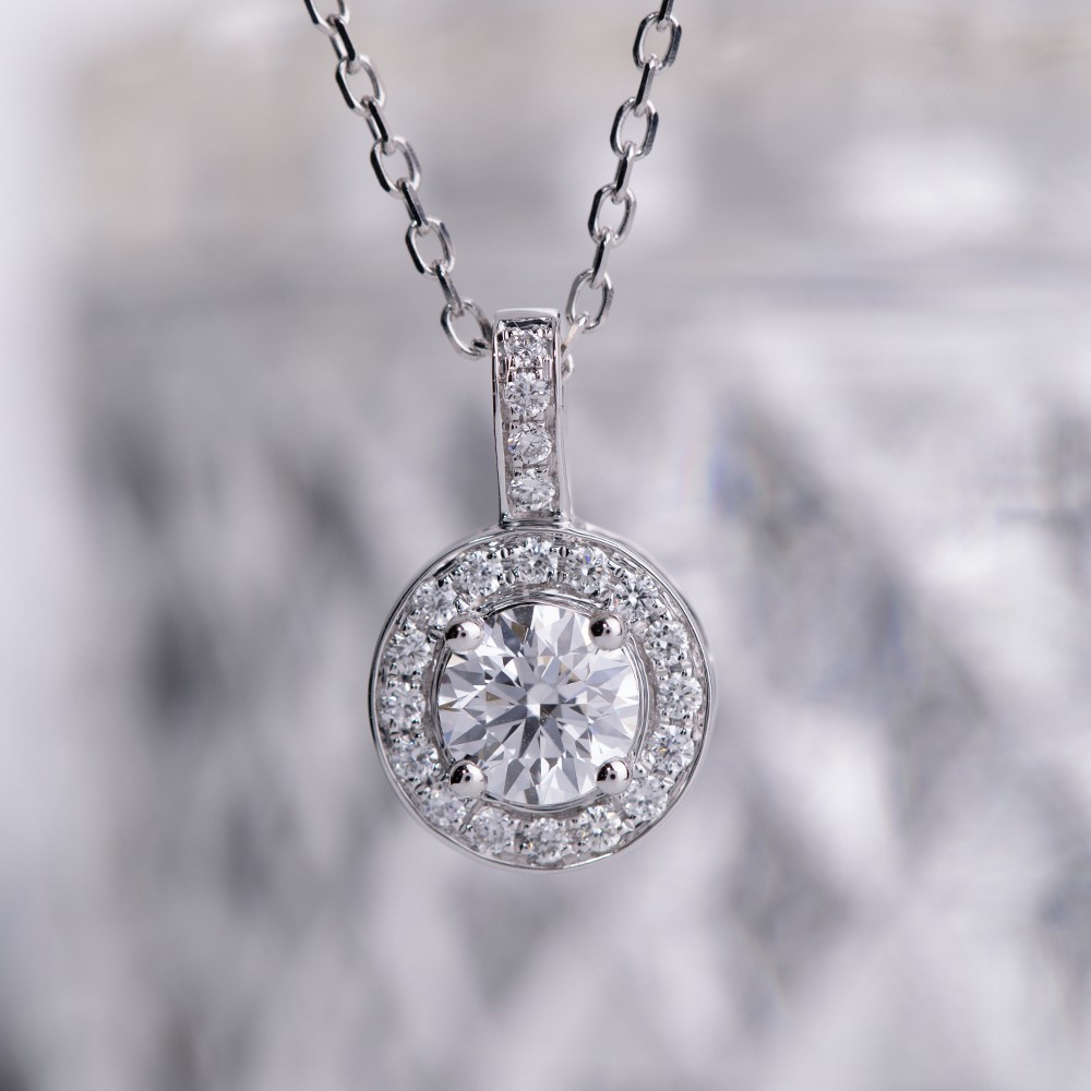 1ct collar de diamantes blancos redondos de 18k de diamantes de oro