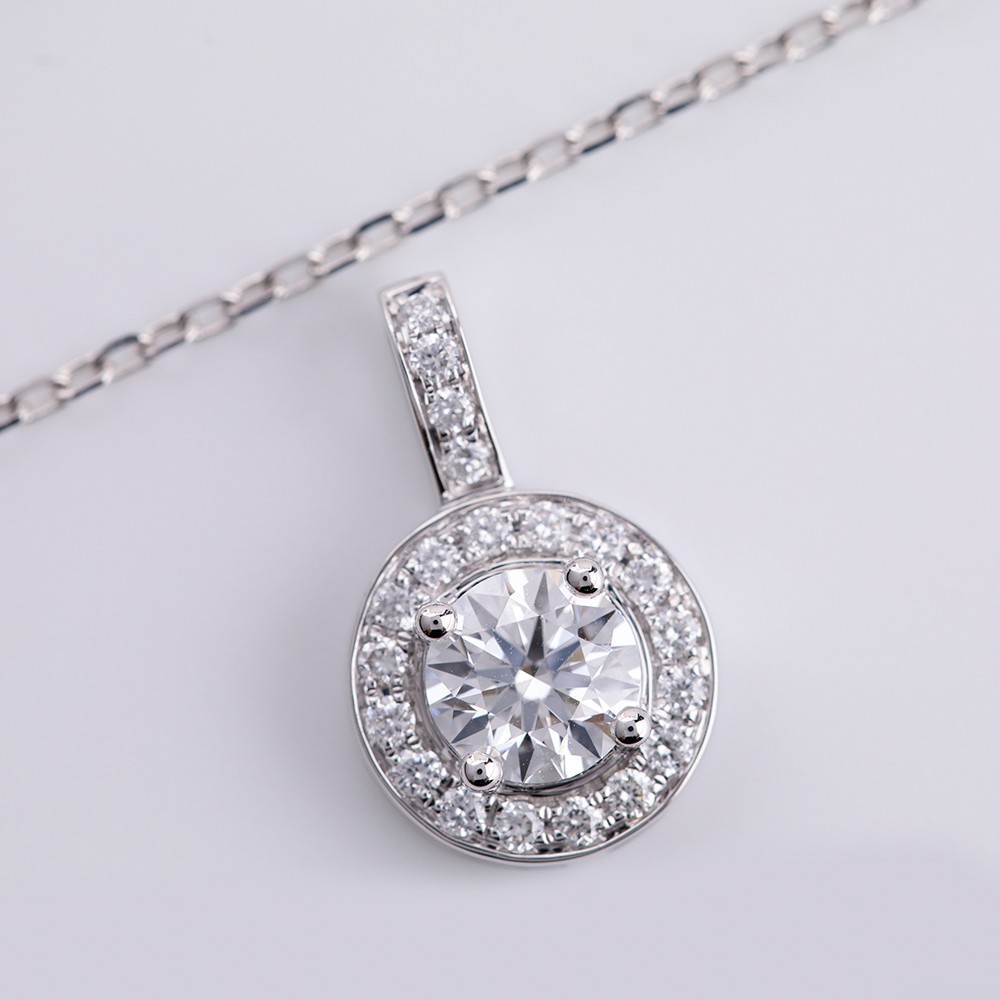 1ct collar de diamantes blancos redondos de 18k de diamantes de oro