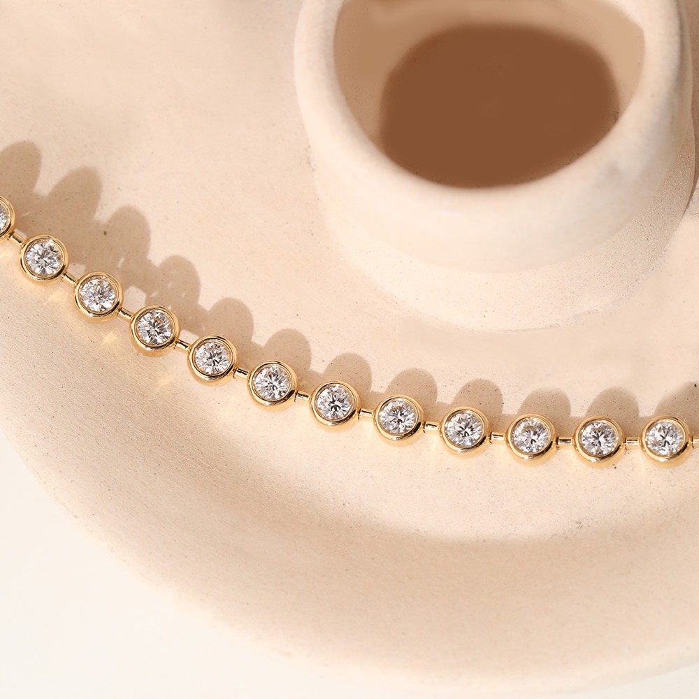 5.0ct pulsera de diamantes de burbujas de oro de 18k de diamantes redondos blancos